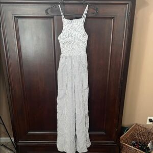 American Eagle Striped Jumpsuit in Black and White